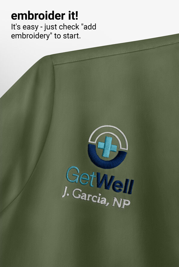 Butter-Soft STRETCH Women's 4-Pocket Smooth Face Zipper Scrub Top - Light Olive - 5