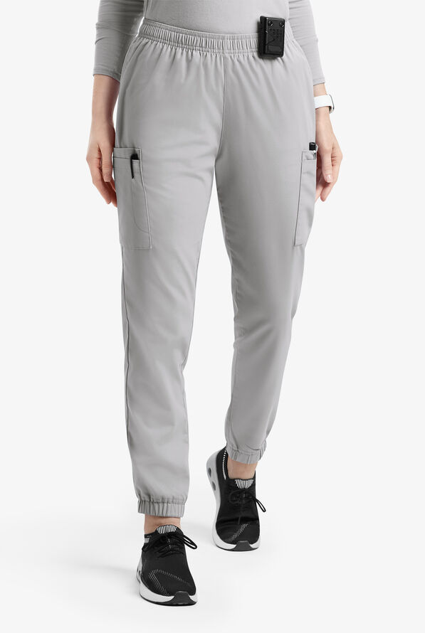 Butter-Soft Originals Women's 7-Pocket Tapered Jogger Cargo Scrub Pants - Silver - 1