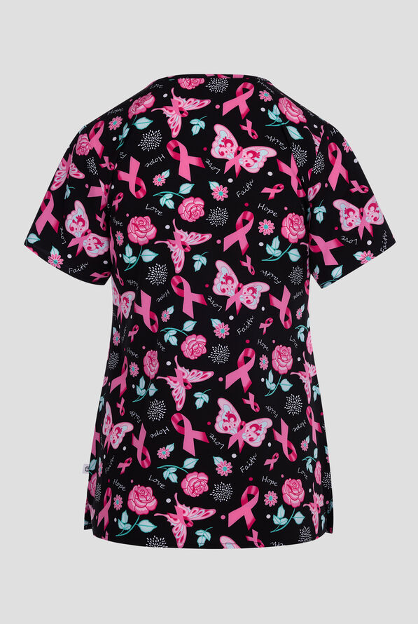 Blusa médica estampada Wink Resilient Roses STRETCH con cuello en V y 2 bolsillos para mujer - null - 2