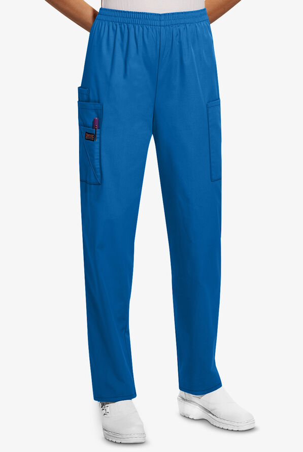 Cherokee Workwear Women's 4-Pocket Elastic Waist Utility Scrub Pants - Tall - Royal - 1