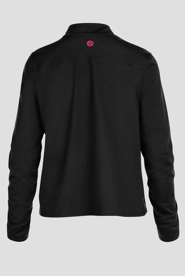 Med Couture Amp Knit Women's 2-Pocket STRETCH Zip Front Scrub Jacket - Black - 2