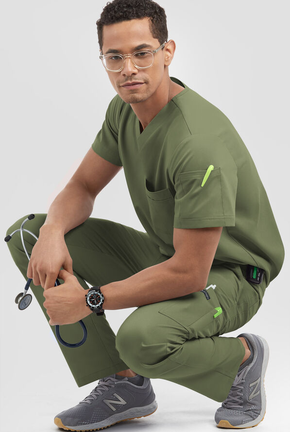 Advantage STRETCH Men's 8-Pocket Cargo Scrub Pants - Light Olive - 3