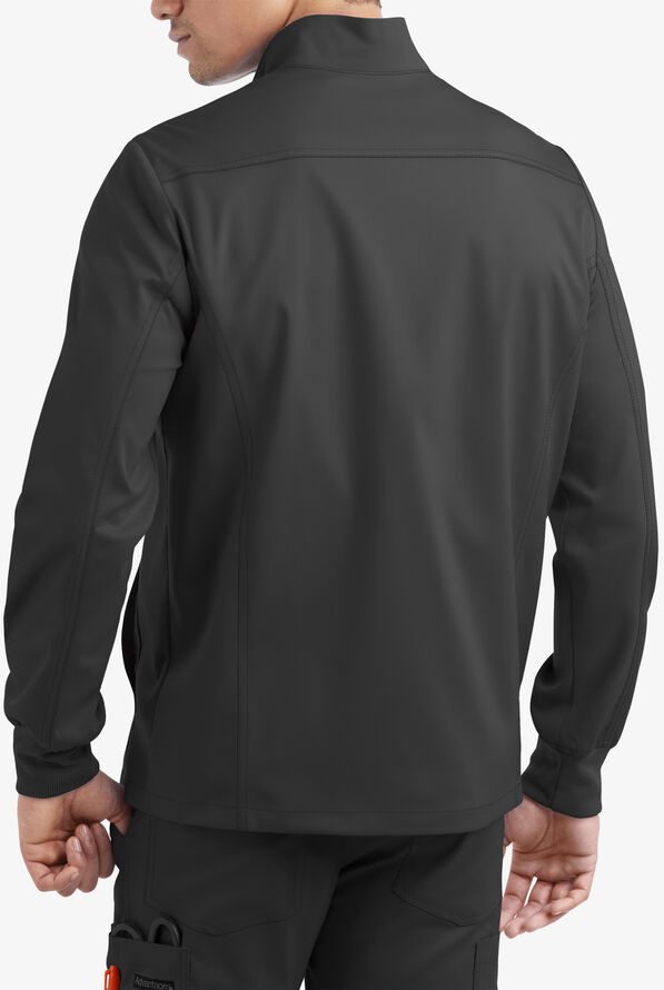Advantage STRETCH Men's 4-Pocket Zip Front Warm-Up Scrub Jacket - Black - 2
