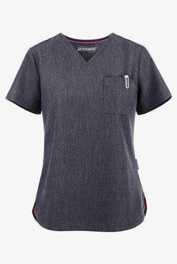 Blusa médica MOVEMENT by Butter-Soft Ceti con cuello en V y 1 bolsillo para mujer