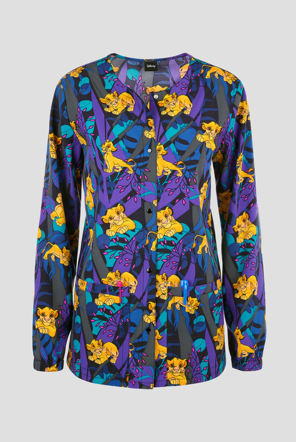 Tooniforms Disney's Lion King Sensational Simba Women's 2-Pocket STRETCH Print Scrub Jacket - null - 1