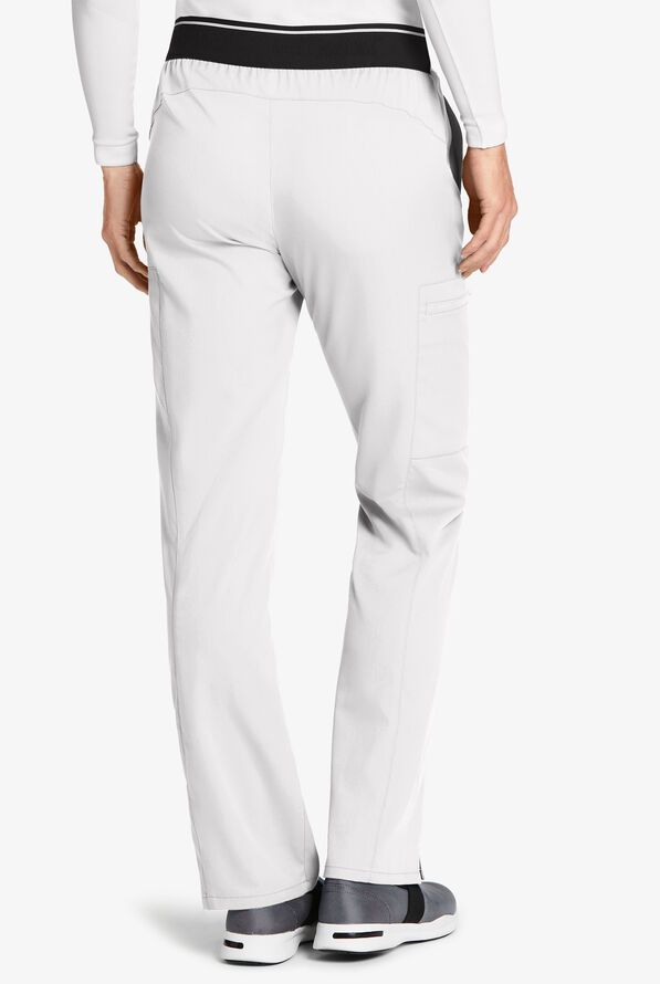 Grey's Anatomy by Barco Spandex STRETCH Kim Women's 3-Pocket Cargo Scrub Pants - Petite - White - 2
