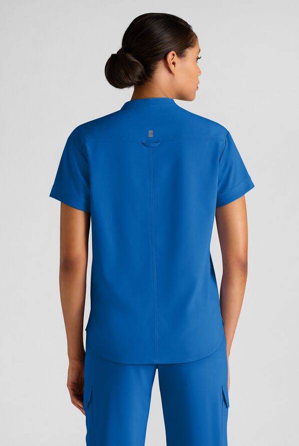 Easy STRETCH Bella Women's 1-Pocket Henley Scrub Top - Royal - 2