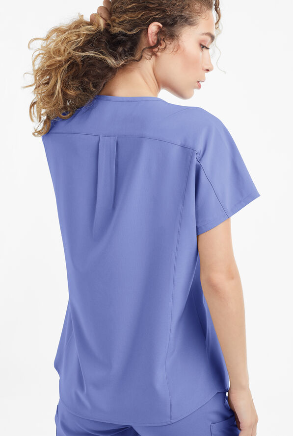 Easy STRETCH Sierra Women's Oversized 2 Pocket V-Neck Scrub Top - Ceil Blue - 3