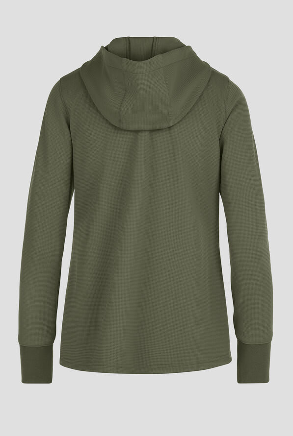 Carhartt Force Rugged Flex Women's 4-Pocket Zip Waffle Hoodie Scrub Jacket - Olive - 2