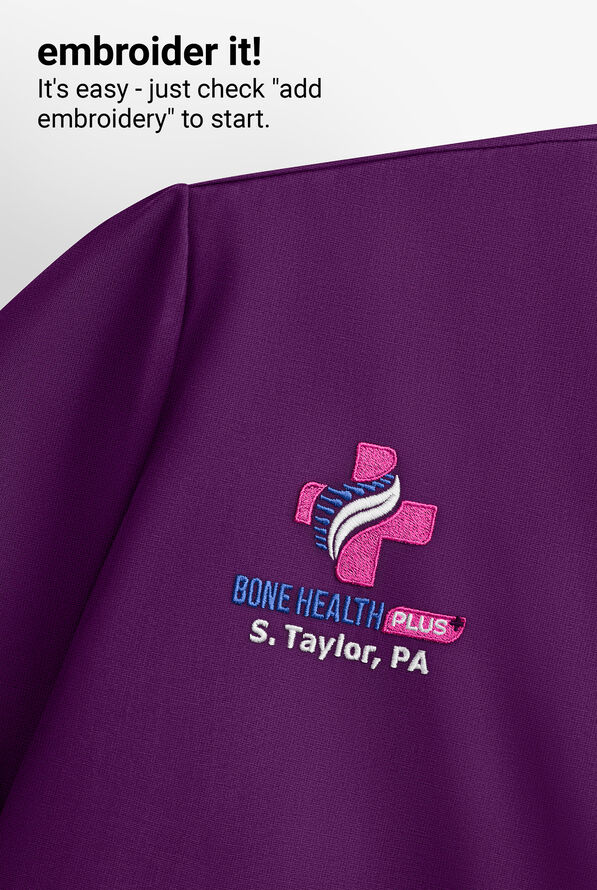 Grey's Anatomy by Barco Spandex STRETCH Kim Women's 3-Pocket Mock Wrap Scrub Top - Eggplant - 5