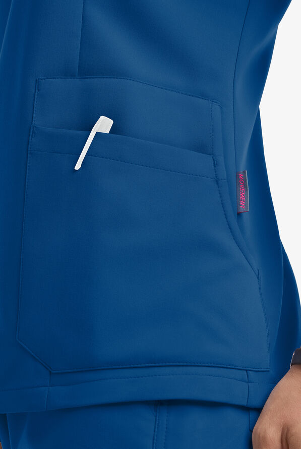 Blusa m&eacute;dica MOVEMENT by Butter-Soft Antares STRETCH con cuello en V y 6 bolsillos para mujer - Royal - 8