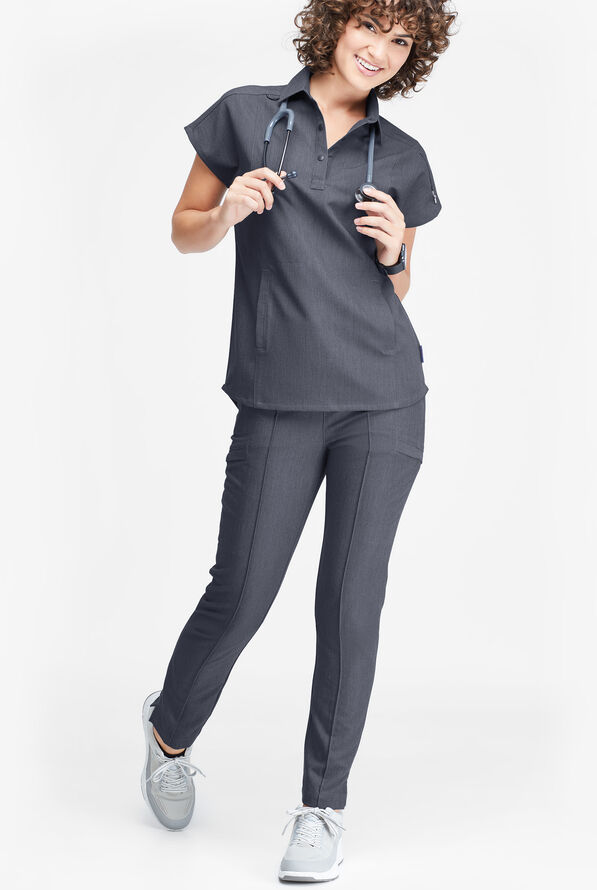 Movement by Butter-Soft Capricorn Women’s 7-Pocket Skinny Pintuck Scrub Pants - Indigo Heather - 5