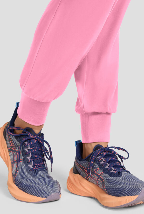 Med Couture Insight Women's 4-Pocket Zip Front Drawstring Waist Scrub Jumpsuit - Taffy Pink - 4