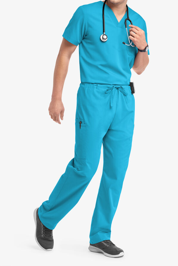 Butter-Soft Core Scrubs Unisex 4-Pocket Cargo Drawstring Scrub Pants- New and Improved - Turquoise - 6