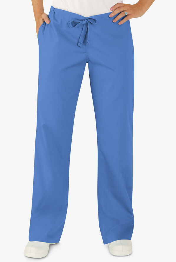 UA Best Buy Scrubs Women's 3-Pocket Moderate Flare Leg Drawstring Pants - Petite - Ceil Blue - 1