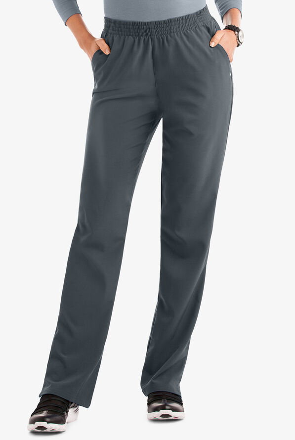 Easy STRETCH Alana Women's 2-Pocket Pull On Scrub Pants - Petite - Pewter - 1