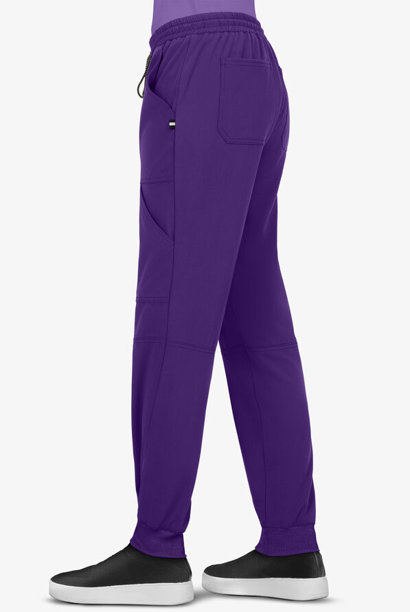 koi Next Gen Good Vibe Women's 7-Pocket STRETCH Jogger Scrub Pants - Petite - Grape - 4