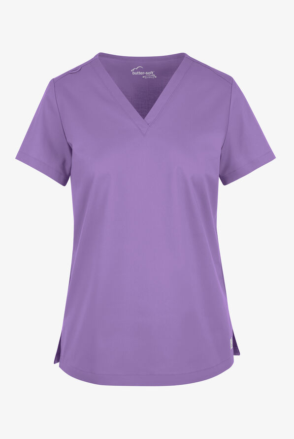 Butter-Soft STRETCH Women's V-Neck Tuck In Top - Ultraviolet Light - 1