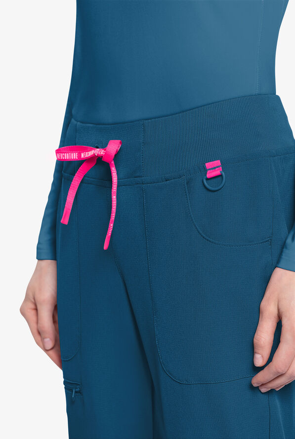 Med Couture Amp Women's 6-Pocket STRETCH Jogger Scrub Pant - Caribbean Blue - 3