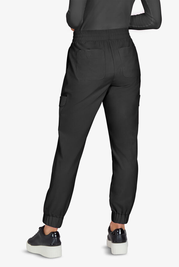Planet koi Terra Women's 6-Pocket STRETCH Drawstring Waist Cargo Jogger Scrub Pants - Black - 3