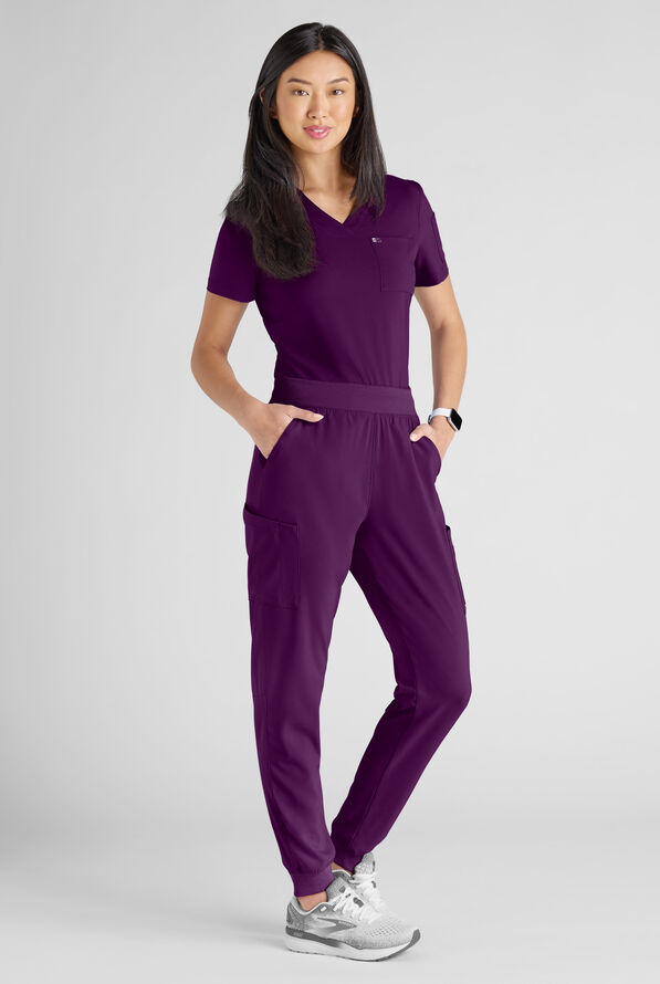 Conjunto de uniforme m&eacute;dico Easy STRETCH con 10 bolsillos para mujer - Eggplant - 2