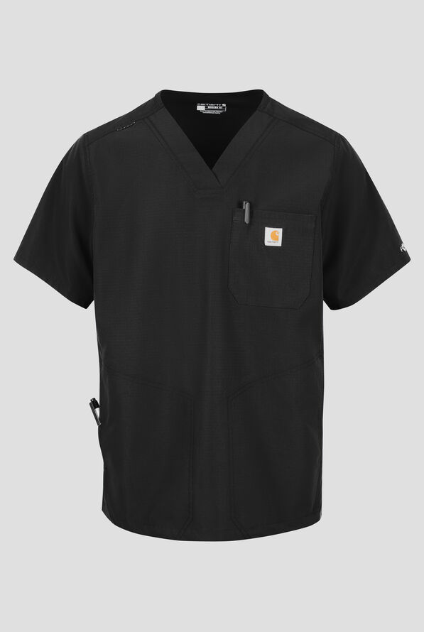 Camisa m&eacute;dica Carhartt FLD & RSCU Rugged Flex STRETCH con cuello en V y 4 bolsillos para hombre - Black - 1