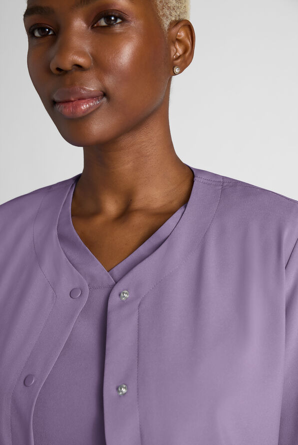 Easy STRETCH Rachel Women's 3-Pocket Snap Front Scrub Jacket - Purple Dusk - 5