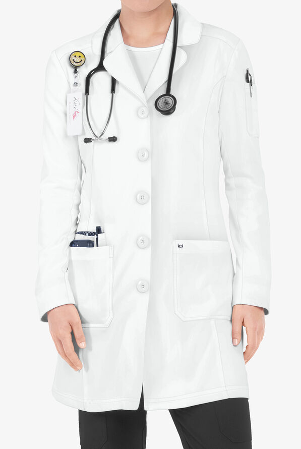 Bata de laboratorio koi Next Gen STRETCH de 35 de largo con botones y 4 bolsillos para mujer - White - 1