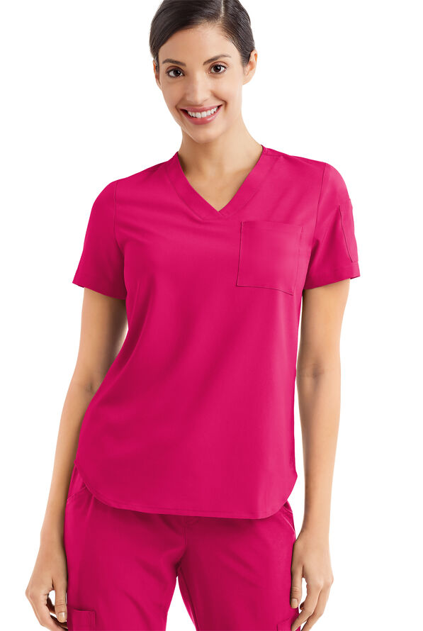 Tafford Active STRETCH Chloe Women's 3-Pocket V-Neck Tuck-In Scrub Top - Flirt - 1