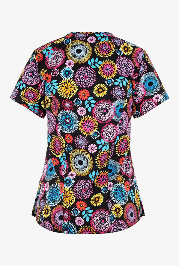 Blusa m&eacute;dica estampada Zavate Ava Therese Petal Affair Floral STRETCH con cuello en V y 2 bolsillos para mujer - null - 2