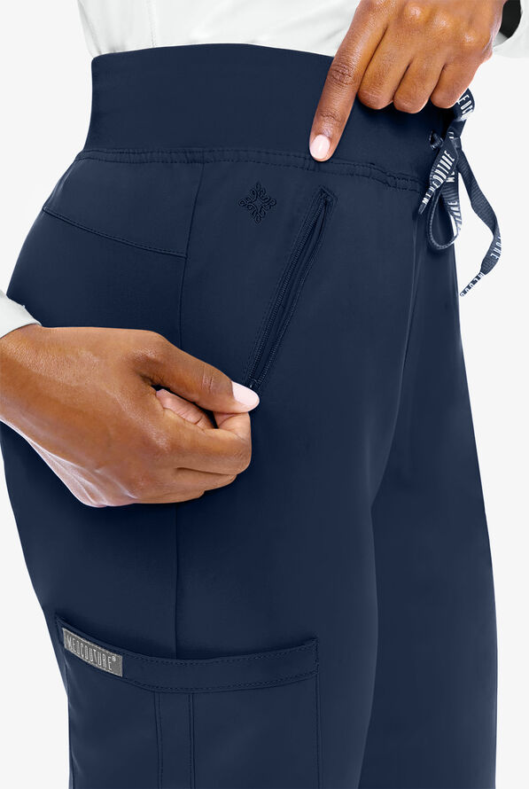 Med Couture Insight Women's 4-Pocket Zipper Cargo Pocket Scrub Pants - Navy - 2