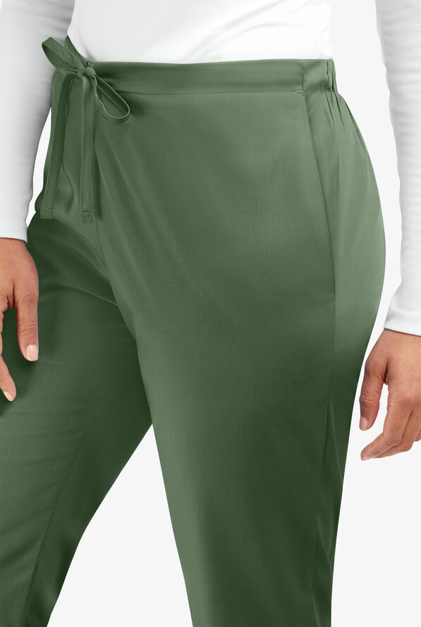 Cherokee Workwear Women's 3-Pocket Flare Leg Drawstring Scrub Pants - Tall - Olive - 2