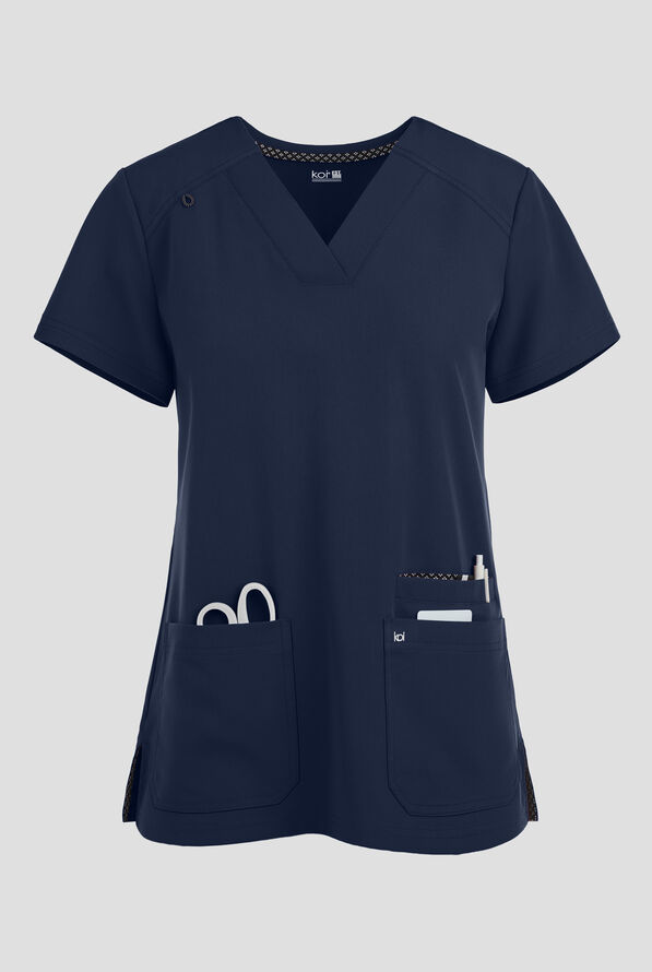Blusa m&eacute;dica Koi Next Gen Hustle and Hear con cuello en V y 3 bolsillos para mujer - Navy - 1