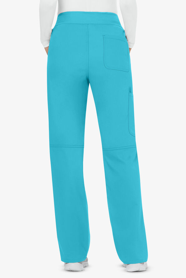 Cherokee Workwear Revolution Women's 4-Pocket STRETCH Pull-On Cargo Scrub Pants - Turquoise - 3