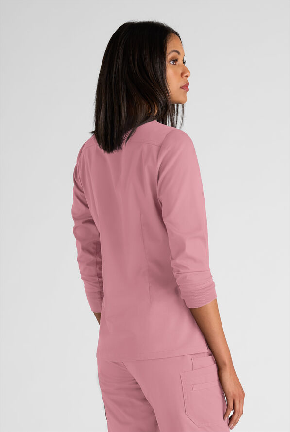 Butter-Soft STRETCH Women's 5-Pocket 3/4" Sleeve V-Neck Scrub Top - Cosmo Pink - 2