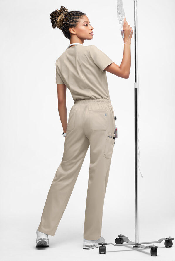 Butter-Soft STRETCH Women&rsquo;s 10-Pocket Mid Rise Straight Leg Scrub Pant - Warm Sand - 4