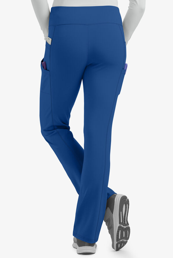 Lauderdale By UA Del Largo Ponte Women's 4-Pocket Knit Yoga STRETCH Scrub Pants - Royal - 3