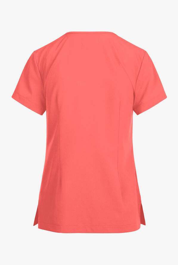 Blusa médica Planet koi Enik STRETCH con cuello en V y 2 bolsillos para mujer - Sunset Coral - 2