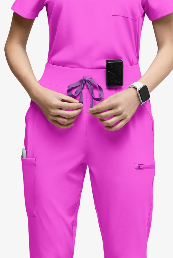 Easy STRETCH Olivia Women's 7-Pocket Slim Leg Jogger Scrub Pants - Electric Fuchsia - 3
