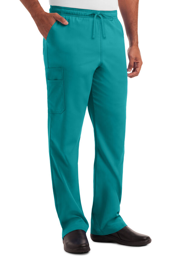 Strictly Scrubs Men's 6-Pocket Cargo Scrub Pants - Teal - 1