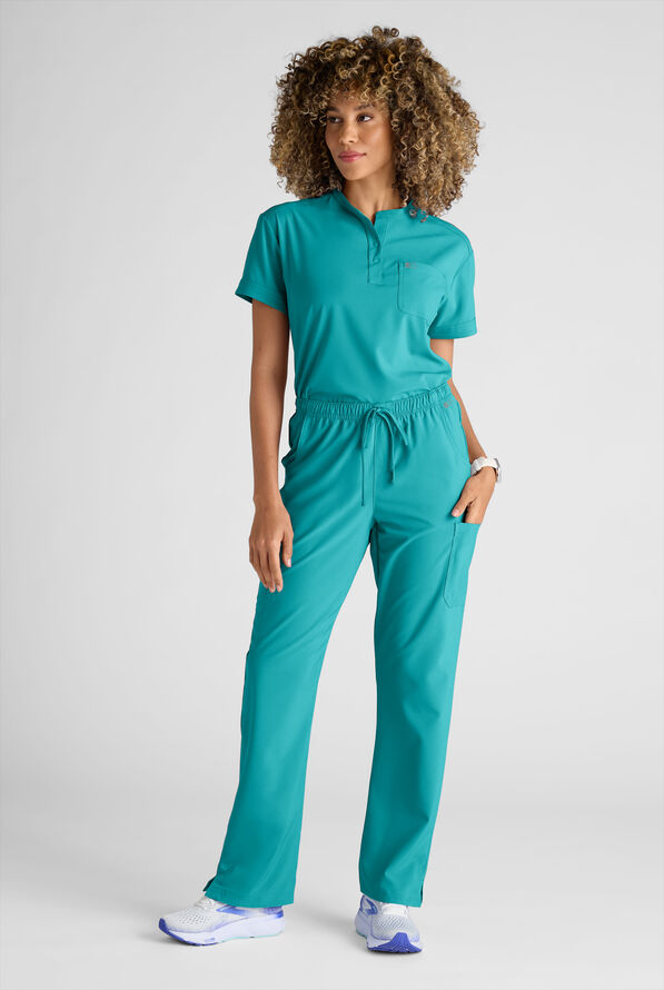 Easy STRETCH Eden Women's 4-Pocket Drawstring Scrub Pants - Petite - Teal - 8