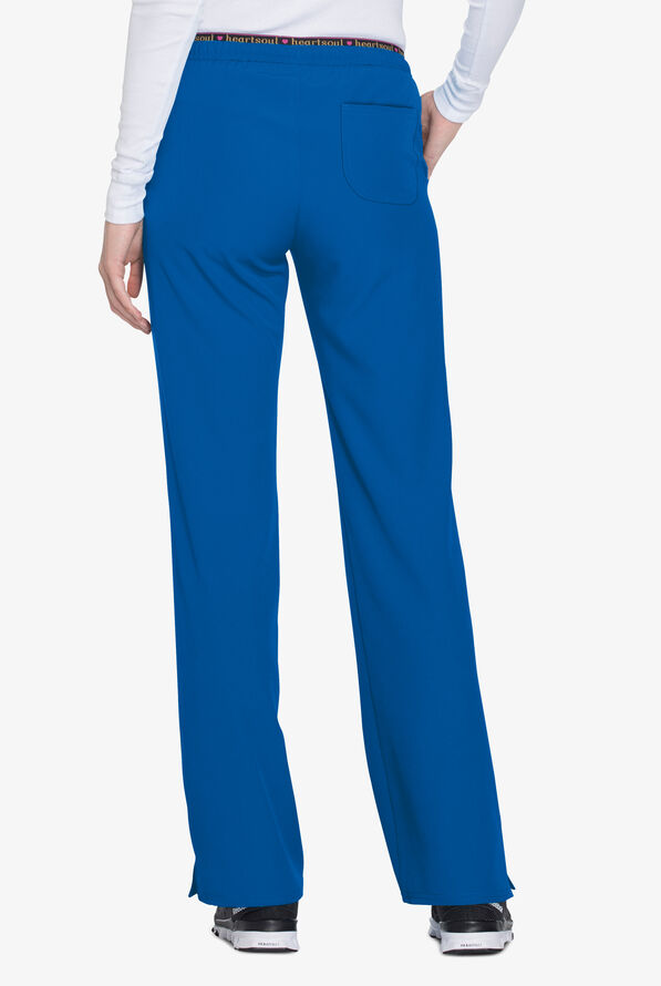 heartsoul Break On Through Heart Breaker Women's 4-Pocket STRETCH Logo Elastic Scrub Pants - Tall - Royal - 2