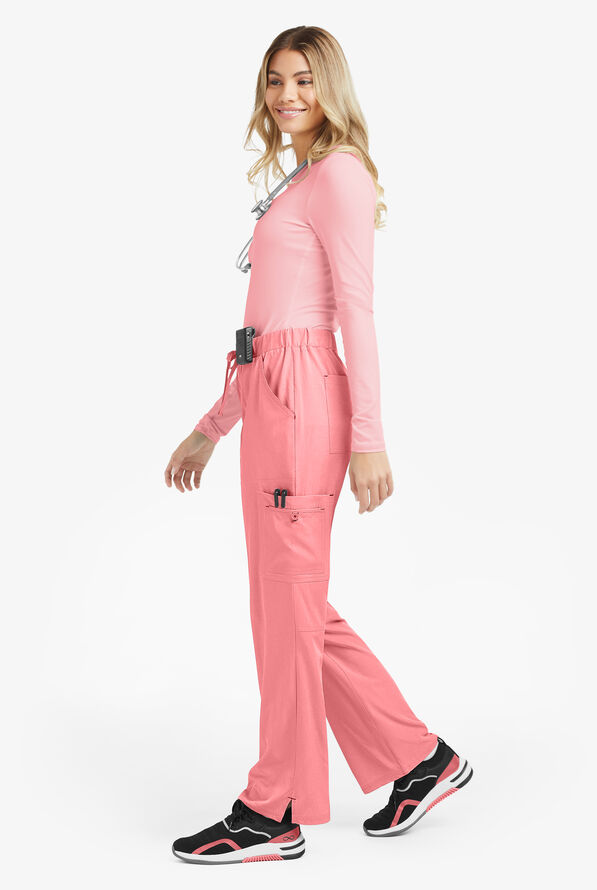 koi Basics Holly Women's 8-Pocket STRETCH Cargo Scrub Pants - Heather Soft Pink - 4