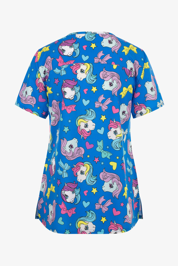 My Little Pony Hearts by Funscrubs Women's 2-Pocket STRETCH V-Neck Print Scrub Top - null - 2