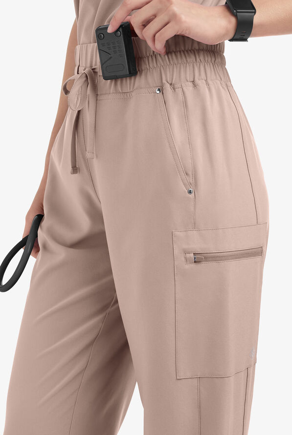 Pantalón médico Easy STRETCH Ellie de tiro alto con piernas anchas y 5 bolsillos para mujer - Mocha Meringue - 2