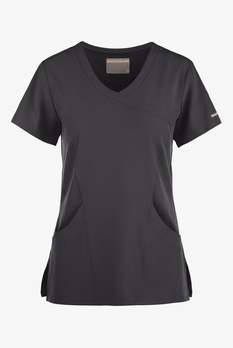 Skechers by Barco Reliance Women's 3-Pocket STRETCH Mock Wrap Scrub Top