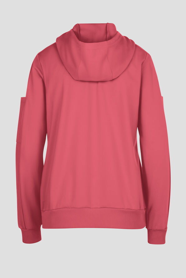 Wink Renew Knit Women's 4-Pocket STRETCH Front Zip Scrub Hoodie Jacket - Ruby - 4