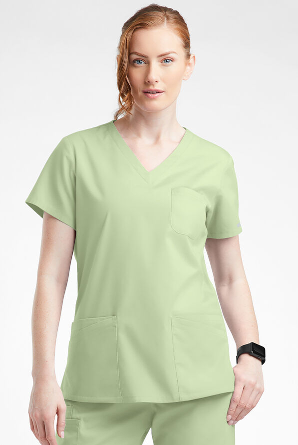 Blusa médica Butter-Soft Originals con cuello en V curvo y 7 bolsillos para mujer - Spring Mint - 2