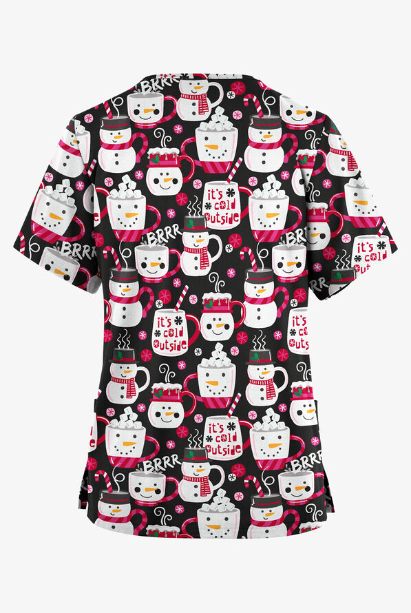 Butter-Soft Originals Black Morning Treats Women's 2-Pocket Classic Fit V-Neck Print Scrub Top - null - 2