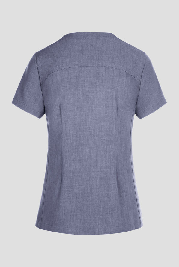 Healing Hands Quest Briana Women's 3-Pocket STRETCH Y-Neck Scrub Top - Twilight Blue - 2